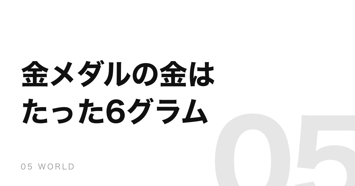 金メダルの金は6グラム。本体は銀で、純金製は1912年まで