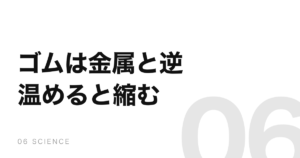ゴムは温めると縮む。金属とは逆で、2倍に伸ばすと0.2度上がる